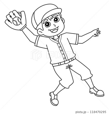 Baseball Outfielder Catching the Ball Isolated  118470295