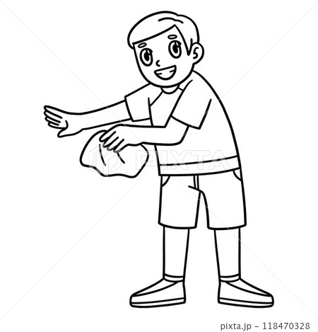 Rowing Oarsman with a Cleaning Towel Isolated  118470328