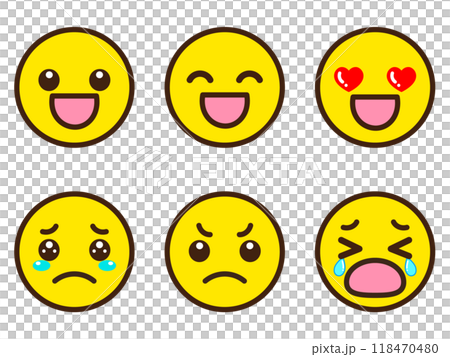 Simple yellow face icon illustration material set of emotions 118470480