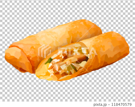 Spring rolls (1 and a half) no plate 118470579