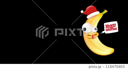 Merry Christmas horizontal greeting banner with...のイラスト素材 [118470803] -  PIXTA