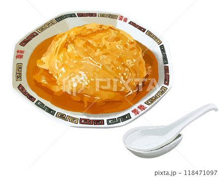 天津飯（雷紋皿レンゲ付き）グリンピースなし 118471097
