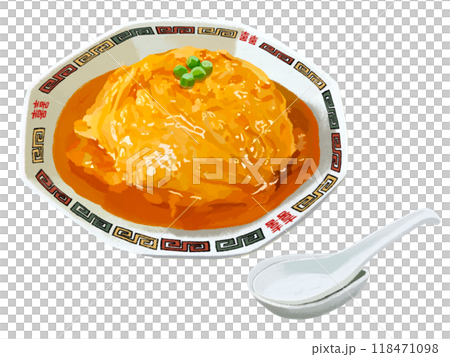 Tianjin rice (thunder pattern plate with spoon) with green peas 118471098