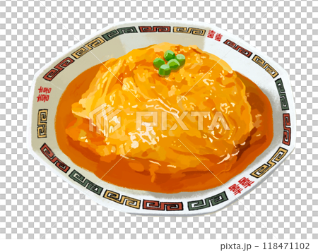 天津飯(雷紋皿)グリンピース付き 天津飯(雷紋皿)グリンピース付き 118471102