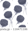 Black and white colored watercolor painting floral seamless pattern 118471186