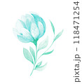 Isolated softness teal colored floral design element 118471254