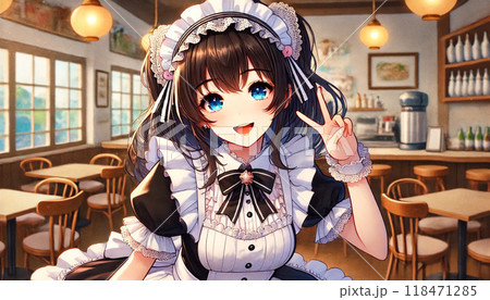 メイド喫茶でお出迎えをするメイド 118471285