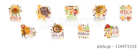 Africa Logo Original Design with Hand Drawn Element Vector Set 118471318