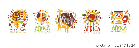 Africa Logo Original Design with Hand Drawn Element Vector Set 118471324