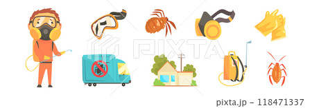 Pest Control and Insect Extermination Service Element Vector Set 118471337