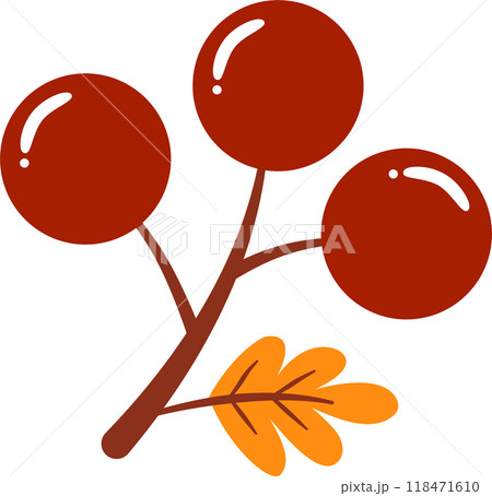 Red Berry Cartoon illustration in Fall	 118471610