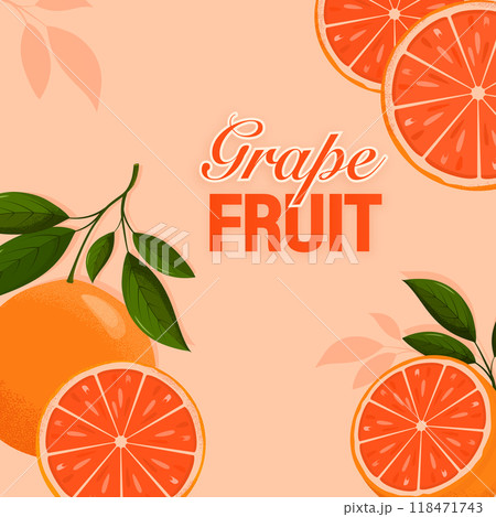 Fresh grapefruit slices lying on pastel background 118471743