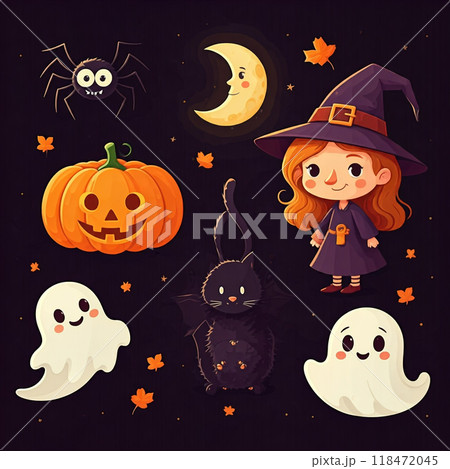 ハロウィンのかわいいキャラクター1 118472045