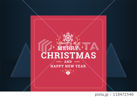 Merry Christmas pink vintage greeting card winter holiday design element vector illustration Merry Christmas pink vintage greeting card winter holiday design element vector illustration 118472540
