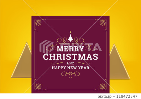 Festive Happy New Year burgundy greeting card vintage curved royal ornament design vector Festive Happy New Year burgundy greeting card vintage curved royal ornament design vector 118472547