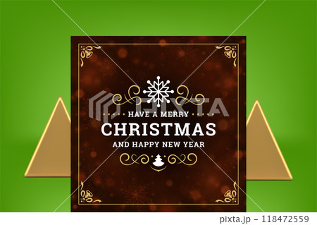Premium Merry Christmas vintage greeting card blurred snowflakes particles ornate design vector 118472559