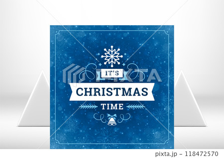 Frozen snowflake Merry Christmas vintage greeting card ice crystal curved design vector illustration 118472570