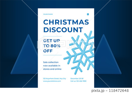 Xmas sale premium promo flyer template elegant ornate snowflake realistic 3d icon vector Xmas sale premium promo flyer template elegant ornate snowflake realistic 3d icon vector 118472648