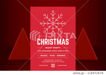 Xmas party elegant ornamental snowflake decorative promo flyer template with place for text vector 118472674