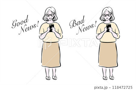 スマホを持つ女性/モノクロ スマホを持つ女性/モノクロ 118472725