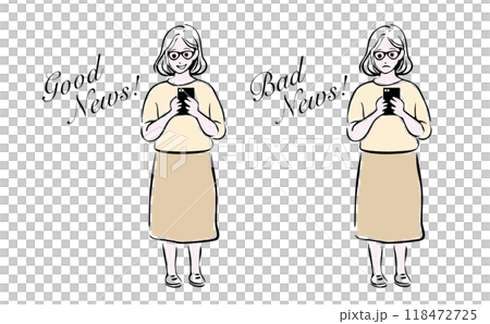 スマホを持つ女性/モノクロ スマホを持つ女性/モノクロ 118472725