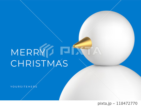 Blue modern Happy New Year greeting card snowman bauble realistic 3d icon vector Blue modern Happy New Year greeting card snowman bauble realistic 3d icon vector 118472770