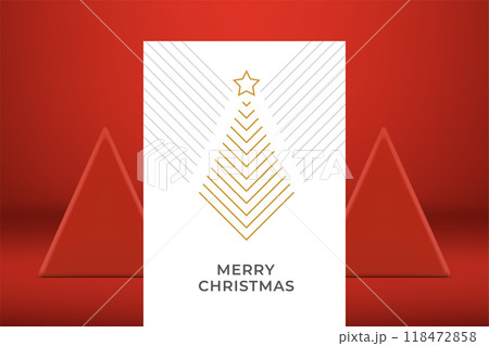Merry Christmas modern greeting card golden silver lines and star ornament design vector 118472858