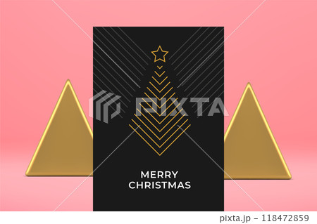 Winter holiday best wishes Merry Christmas fashion black stripes modern greeting card vector 118472859