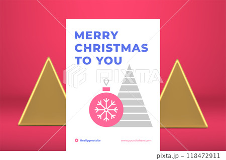 Elegant Merry Christmas greeting card abstract spruce ball toy design vector illustration 118472911
