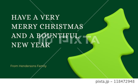 Christmas congratulations horizontal banner green glossy spruce 3d icon realistic template vector 118472948