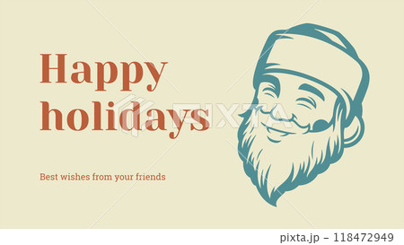 Happy winter holiday bearded Santa Claus head vintage congrats banner decorative design vector Happy winter holiday bearded Santa Claus head vintage congrats banner decorative design vector 118472949