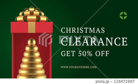 Christmas clearance price off promo advertising web banner template realistic 3d icon vector 118472997