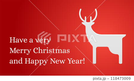 Classic red Merry Christmas horizontal banner template white deer bauble realistic 3d icon vector 118473009