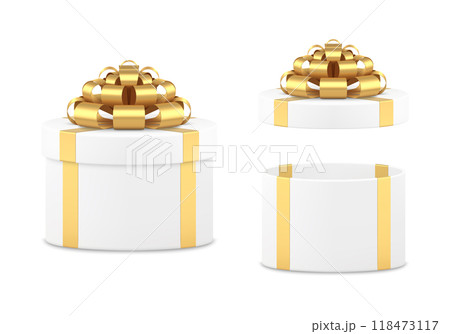 Tenderness elegant isometric white wrapped gift box circled present storage 3d design vector 118473117