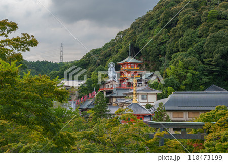 朝護孫子寺にある日本一大地蔵尊と三重塔の景色 118473199