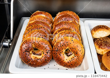 Fresh Golden Crust Bagels with Sesame Topping: Hot Bakery Fresh Golden Crust Bagels with Sesame Topping: Hot Bakery 118473442