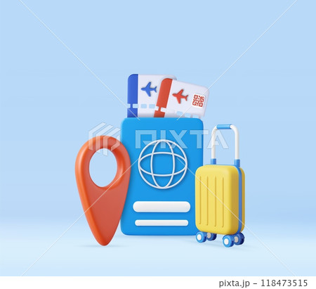 3d passport, tickets, travel bag 118473515