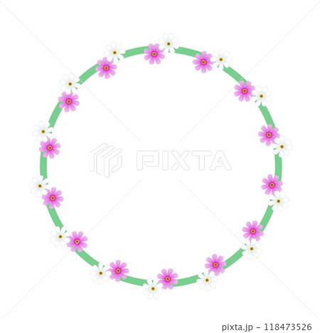 コスモスの花の円形飾り枠のイラスト 118473526
