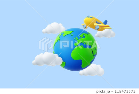 3d Airplane flying in clouds 3d Airplane flying in clouds 118473573