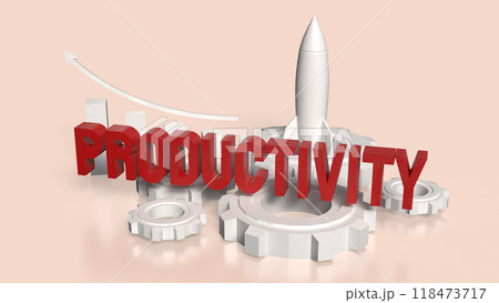 The red Productivity text  and rocket chart for Business concept 3d rendering. 118473717