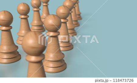 Wood chess on blue background image 3d rendering. 118473726