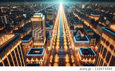 上空から見た世界の夜景 118473893