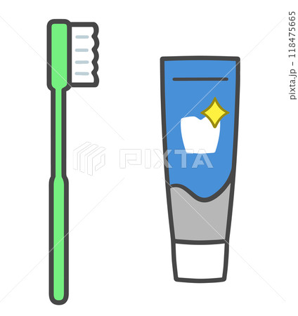 歯ブラシと歯磨き粉のイラスト 歯ブラシと歯磨き粉のイラスト 118475665