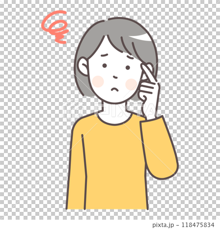 Upper body illustration of a troubled woman 118475834