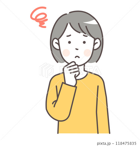 悩んでいる女性の上半身イラスト 118475835