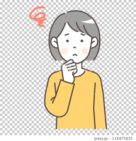 悩んでいる女性の上半身イラスト 118475835