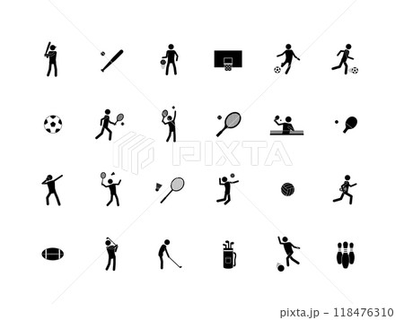 黒のアイコンセット_スポーツ1 黒のアイコンセット_スポーツ1 118476310