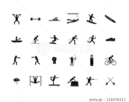 黒のアイコンセット_スポーツ2 118476311