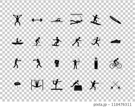 黒のアイコンセット_スポーツ2 118476311