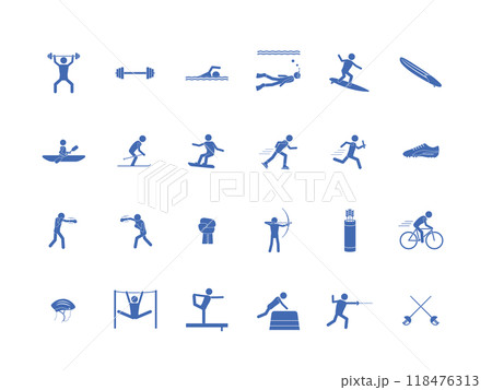 青色のアイコンセット_スポーツ2 118476313